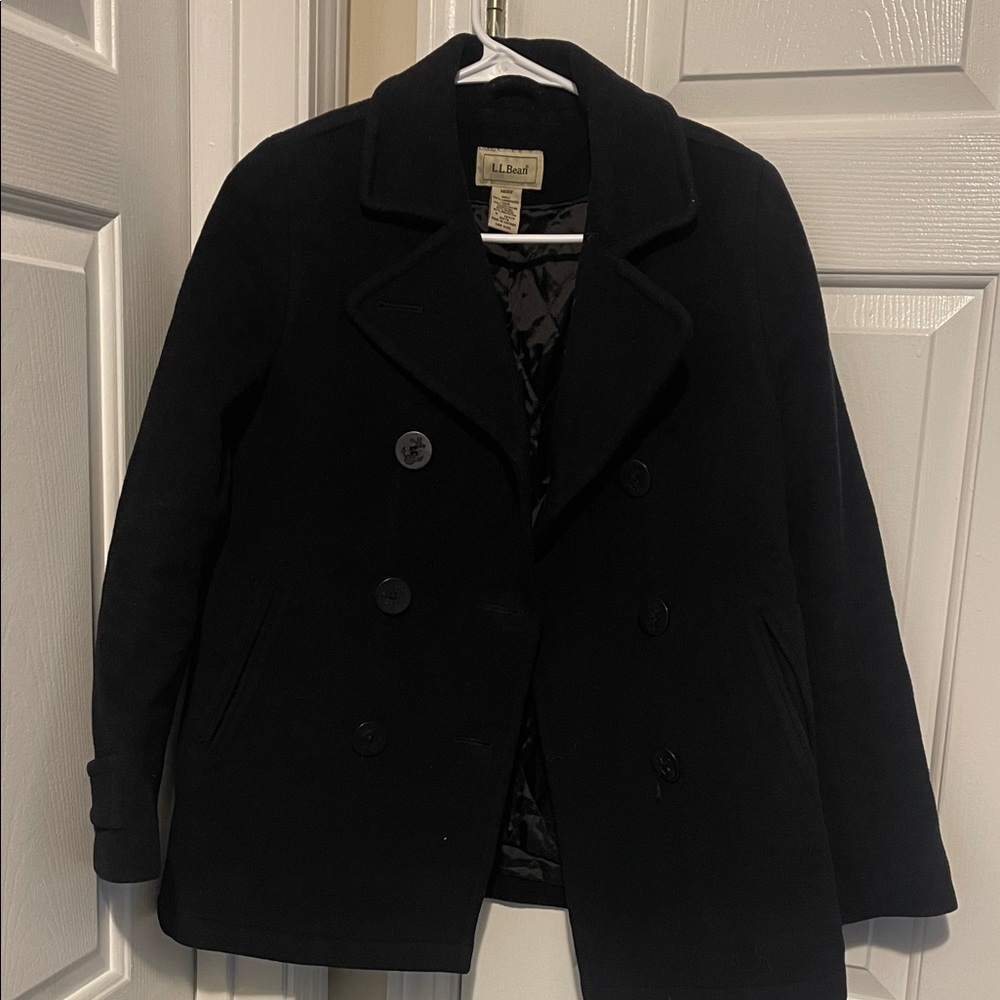 L.L. Bean Classic Black Wool Coat